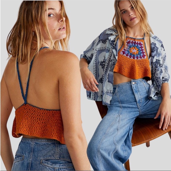 Free People Bella Crochet Crop Top Medium - Picture 16 of 16